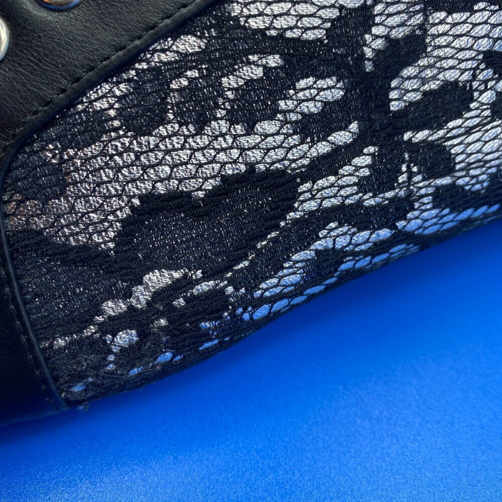 THEME Vintage Black Shoes Silver & Black Netting embellishments Zip Closure (10) - Picture 9 of 9